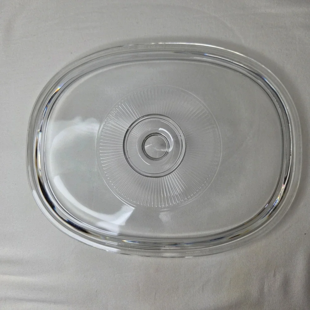 Vtg Pyrex F-12-C Clear Glass Oval Casserole Lid Sunburst 1.5 QT Replacement 9x7